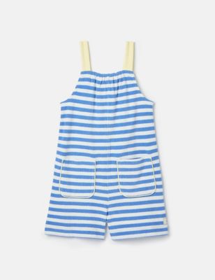 Joules Girls Pure Cotton Towelling Striped Playsuit (2-6 Yrs) - 2y - Blue Mix, Blue Mix
