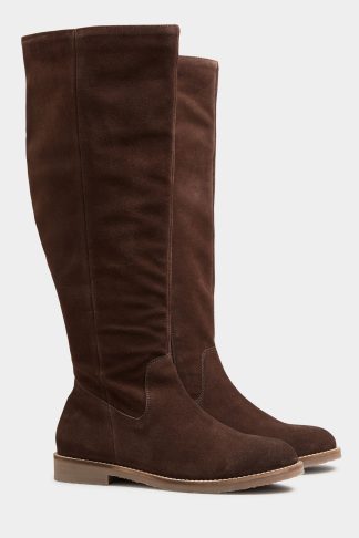 Lts Brown Suede Knee High Boots In Standard Fit Standard > 7 Lts | Tall Women's Knee High Boots