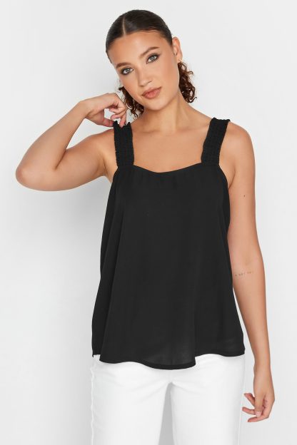 Lts Tall Black Ruched Swing Cami Top 22-24 Lts | Tall Women's Swing Tops