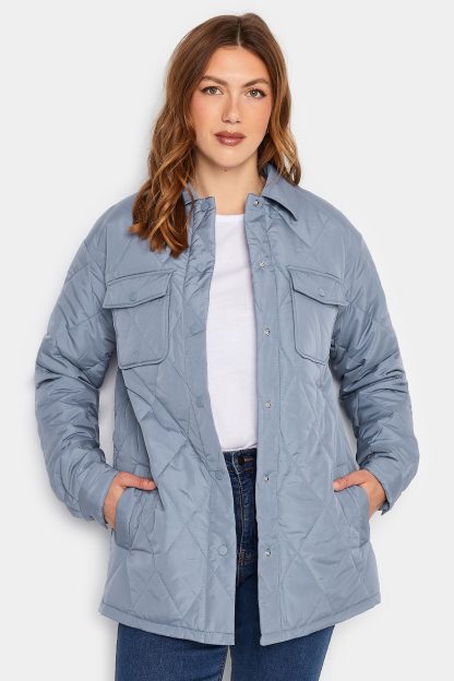 Lts Tall Blue Lightweight Diamond Quilted Shacket 24 Lts | Tall Women's Jackets