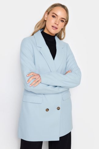 Lts Tall Light Blue Double Breasted Brushed Jacket 20 Lts | Tall Women's Coats