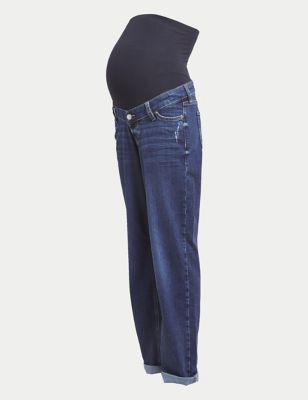 M&S Women's Maternity Boyfriend Jeans - 6LNG - Dark Indigo, Dark Indigo