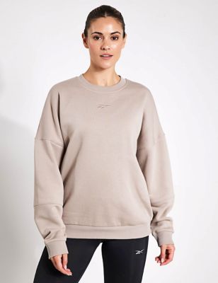 Reebok Women's Lux Oversized Crew Neck Sweatshirt - M - Grey, Grey,Soft White