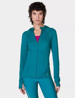 Sweaty Betty Women's Pro Run Zip Up Hooded Sports Jacket - Teal Green, Teal Green