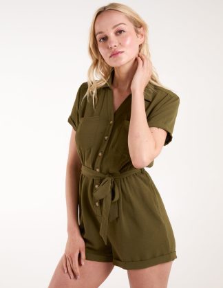 Utility Playsuit - S / KHAKI