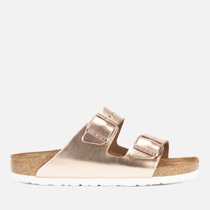 Birkenstock Women's Arizona Slim Fit Leather Double Strap Sandals - Metallic Copper - EU 37/UK 4.5