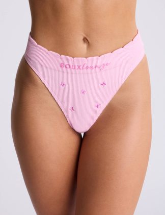 Boux Avenue Women's Butterfly Embroidered Thong - Pink, Pink