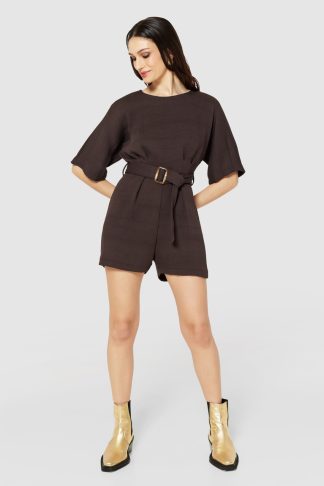 Closet London Brown Kimono Playsuit