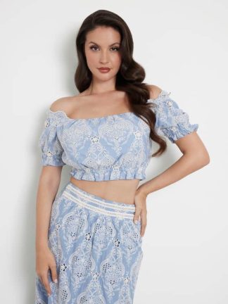 Guess Embroidered Off-Shoulder Blouse