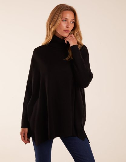 High Neck Boxy Jumper - M/L / BLACK