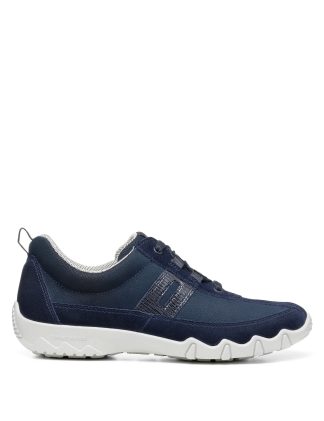 Hotter Women's Leanne II Suede Lace Up Trainers - 5 - Navy, Navy,Black/Black