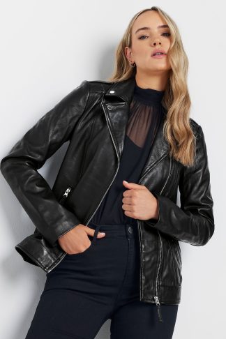 Lts Tall Black Leather Biker Jacket 12 Lts | Tall Women's Jackets