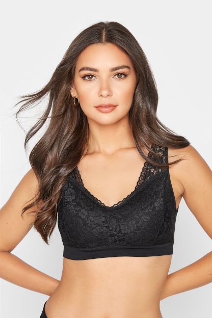 Lts Tall Black Seamless Lace Bralette 10-12 Lts | Tall Women's Bras