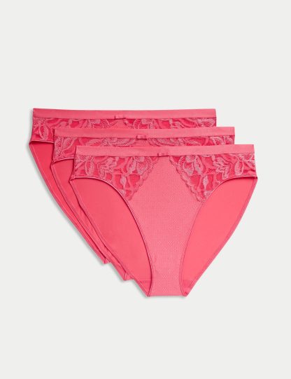 M&S Women's 3pk Wildbloom High Leg Knickers - 14 - Watermelon, Watermelon