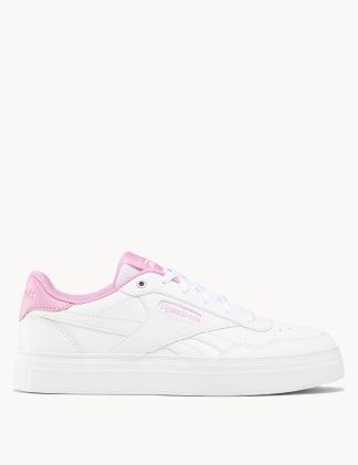 Reebok Women's Court Advance Bold Leather Lace Up Trainers - 6.5 - Soft White, Soft White