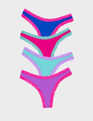 Stripe & Stare Women's 4pk Modal Rich Thongs - Multi, Multi