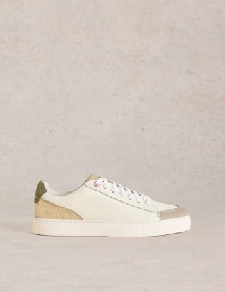 White Stuff Women's Leather Lace Up Trainers - 7 - White Mix, White Mix