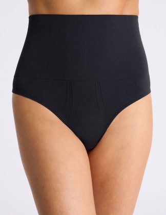 Boux Avenue Women's High Waist Shaping Thong - L - Black, Black,Natural