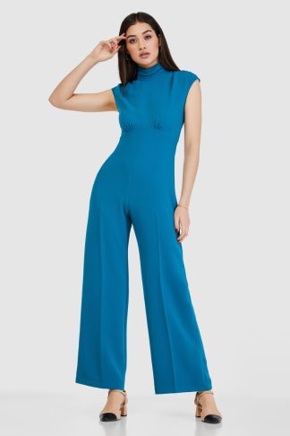 Closet London Teal Blue High Neck Jumpsuit