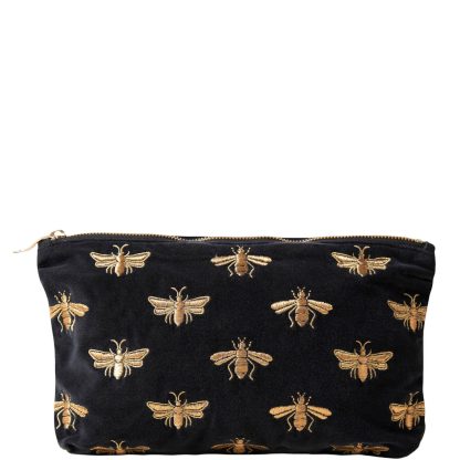 Elizabeth Scarlett Honey Bee Charcoal Velvet Everyday Pouch