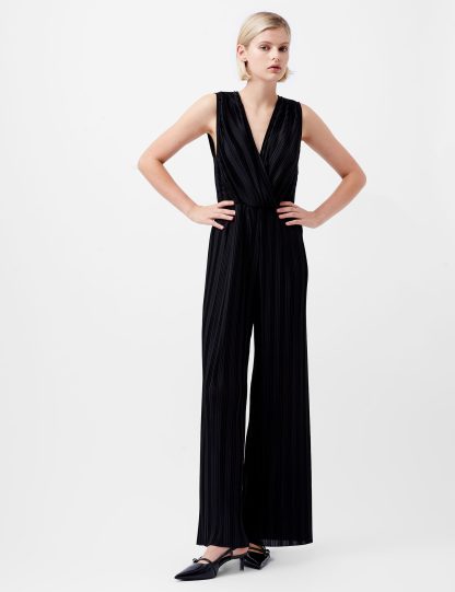 French Connection Women's Plissé V-Neck Jumpsuit - Black, Black