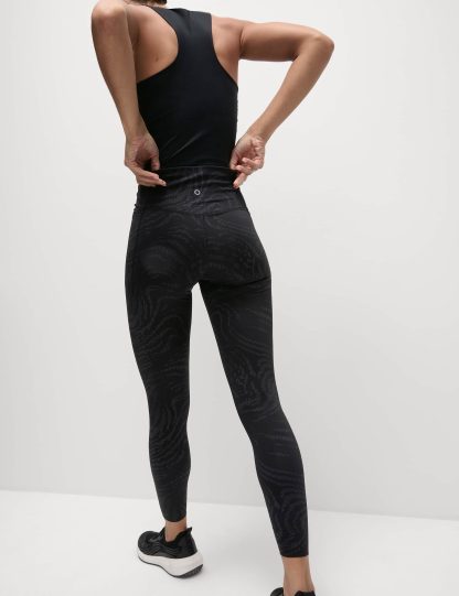 Goodmove Women's Go Move High Waisted Gym Leggings - 12 - Black/Silver, Black/Silver