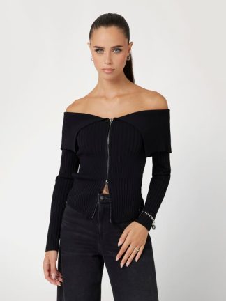 Guess Off-Shoulder Rib Knit Sweater