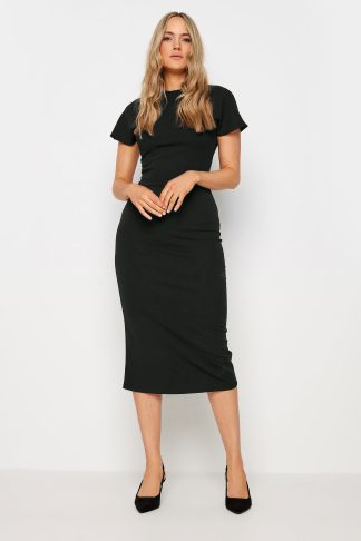 Lts Tall Black High Neck Midi Dress 14 Lts | Tall Women's Midi Dresses