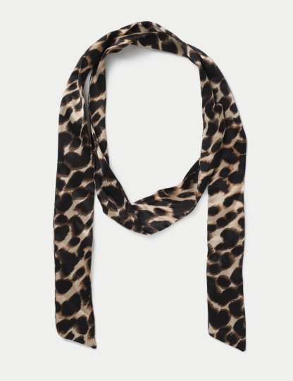 M&S Women's Leopard Satin Scarf - Brown Mix, Brown Mix