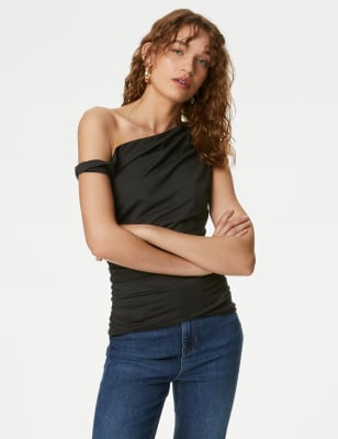 M&S Women's Off The Shoulder Top - 16REG - Black, Black