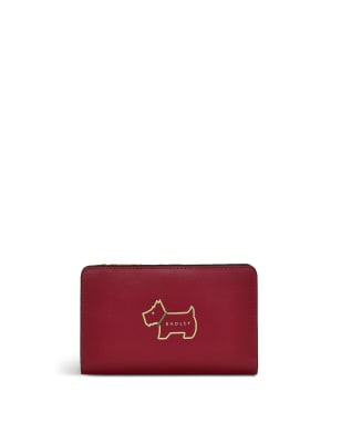 Radley Women's Heritage Dog Outline Leather Purse - Burgundy, Burgundy