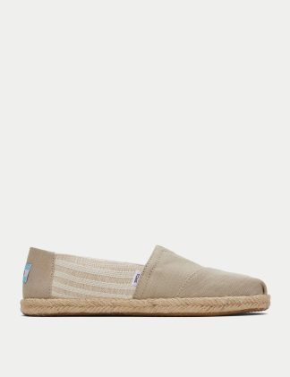 Toms Women's Canvas Slip On Flat Espadrilles - 4.5 - Natural Mix, Natural Mix