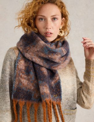 White Stuff Women's Brushed Floral Scarf - Blue Mix, Blue Mix