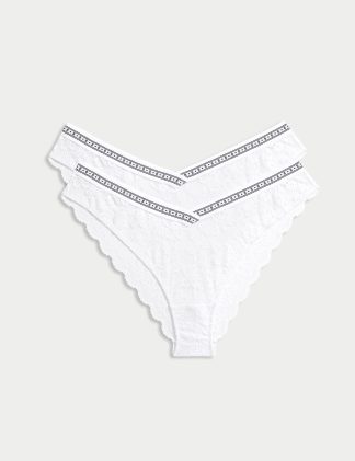 B By Boutique Women's 2pk Cleo Lace Miami Knickers - White, Black,White