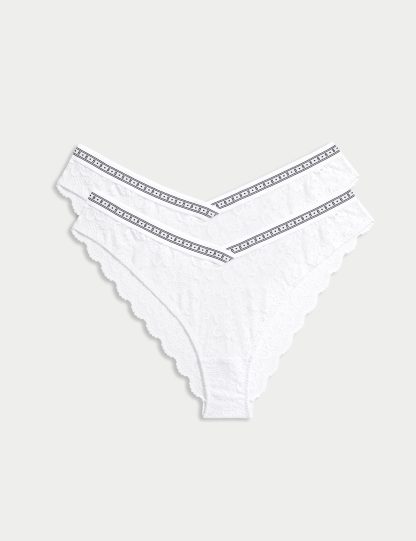 B By Boutique Women's 2pk Cleo Lace Miami Knickers - White, Black,White