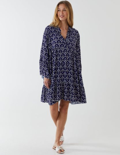 CHRISSY - High Low Smock Dress - ONE / DARK BLUE