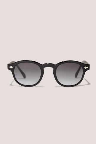 Closet London Sienna Shiny Black Round Sunglasses