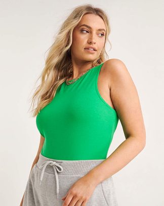 Green Basic Racer Bodysuit