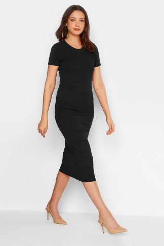 Lts Tall Black Twist Midi Dress 16 Lts | Tall Women's Black Dresses