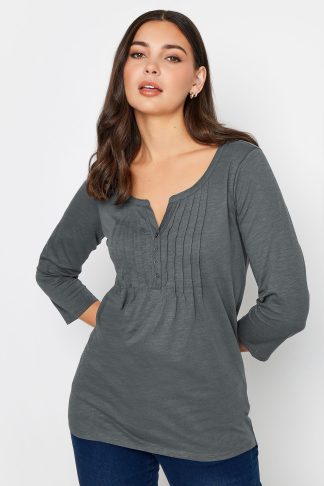 Lts Tall Charcoal Grey Henley Top 10 Lts | Tall Women's Long Sleeve Tops