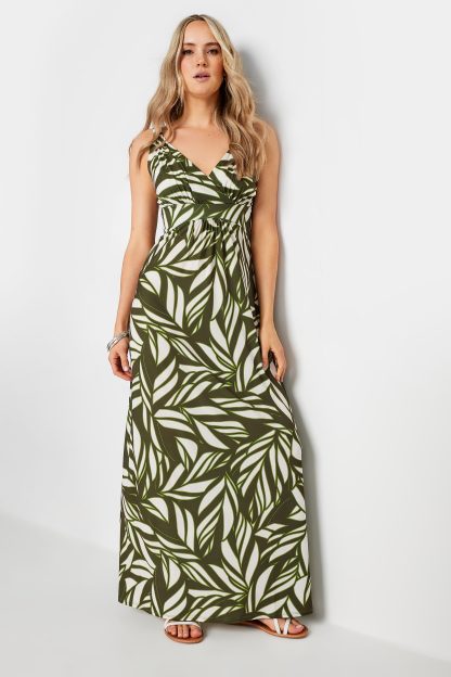 Lts Tall Olive Green Leaf Print Maxi Dress 12 Lts | Tall Women's Maxi Dresses