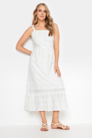 Lts Tall White Floral Broderie Anglaise Midaxi Sundress 18 Lts | Tall Women's Midaxi Dresses