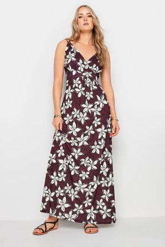 Lts Tall Wine Red Floral Print Maxi Dress 8 Lts | Tall Women's Maxi Dresses