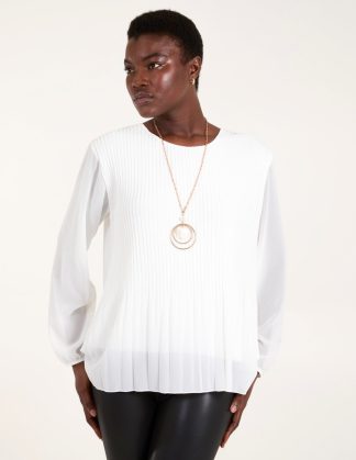 Necklace Pleated Chiffon Top - ONE / IVORY