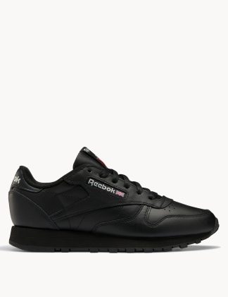 Reebok Women's Classic Leather Lace Up Trainers - 6.5 - Black, Black