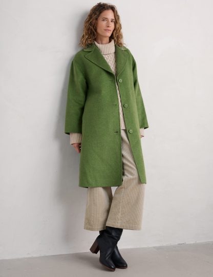 Seasalt Cornwall Women's Wool Blend Single Breasted Longline Duster Coat - 12 - Green, Green