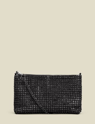 Sosandar Women's Rhinestone Clutch Bag - Black, Black