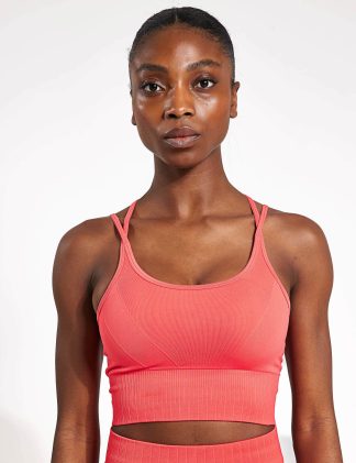 Born Women's Dana Scoop Neck Strappy Fitted Crop Top - L - Bright Red, Bright Red