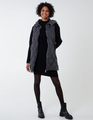 Hoody Sleeveless Puff Jacket - XL / Slate