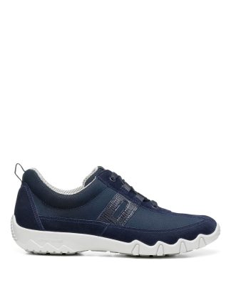 Hotter Women's Leanne Wide Fit Suede Lace Up Trainers - 6 - Navy, Black/Black,Navy